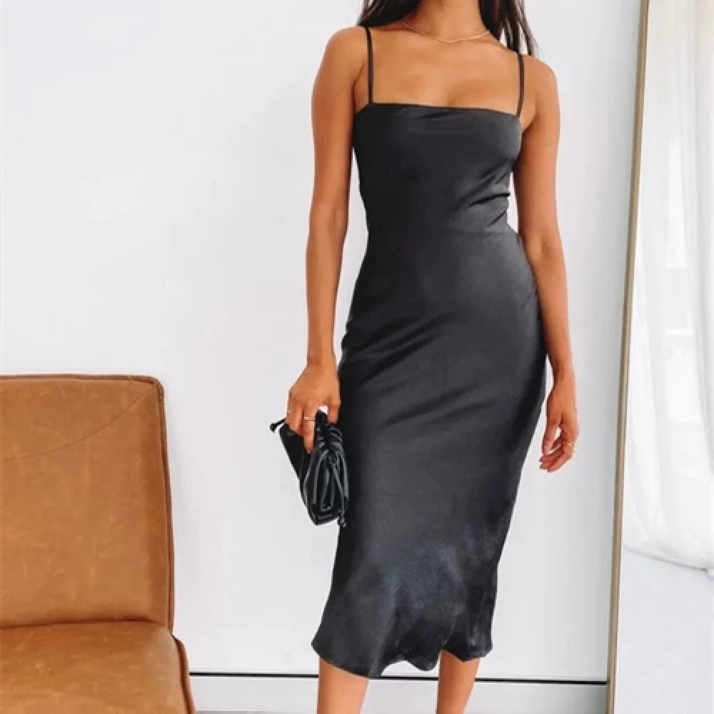 Soft Satin Sleeveless Dress