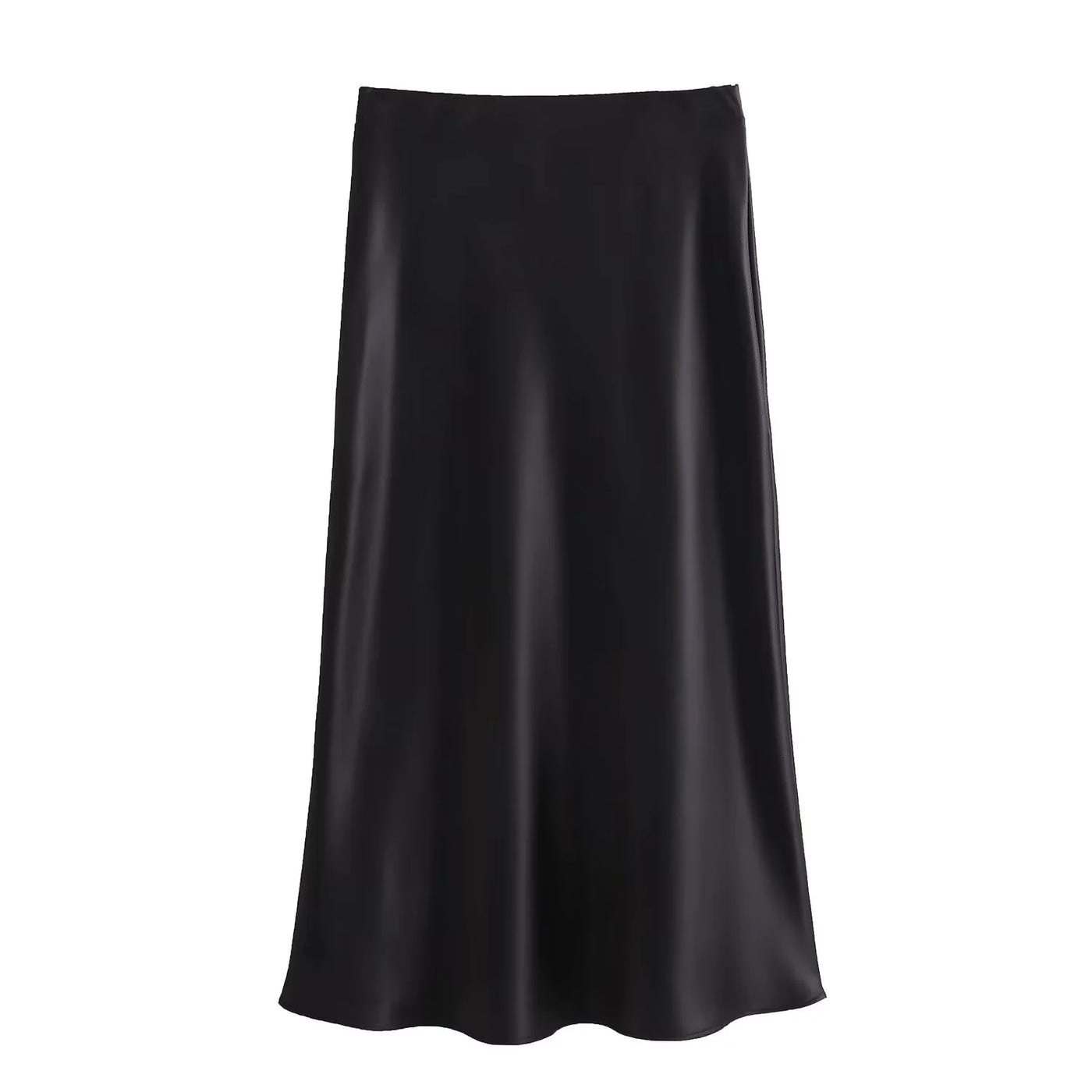 Elegant Satin Pleated Midi Skirt