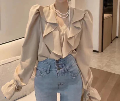 Chic Apricot Bowknot Office Shirt