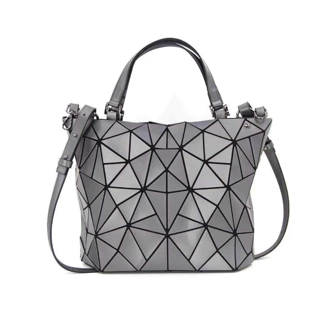 Geometric Handbag - Reflective Eco Leather Large Tote