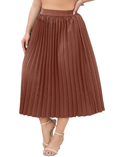 Plus Size Elastic Waist Pleated Skirt